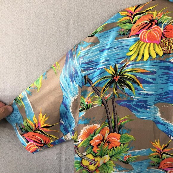 Anne Pinkerton Shirt Womens Medium Multicolor Silk Hawaiian Surfer Scenic 90s - Picture 15 of 16